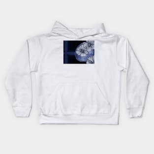 Contemporary Modern Art Botanical In Blue Kids Hoodie